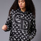 GD Printed Black Hoodie for Women - Go Devil
