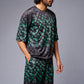 GD Printed (Green Gradient) Black Co-ord Set for Men - Go Devil
