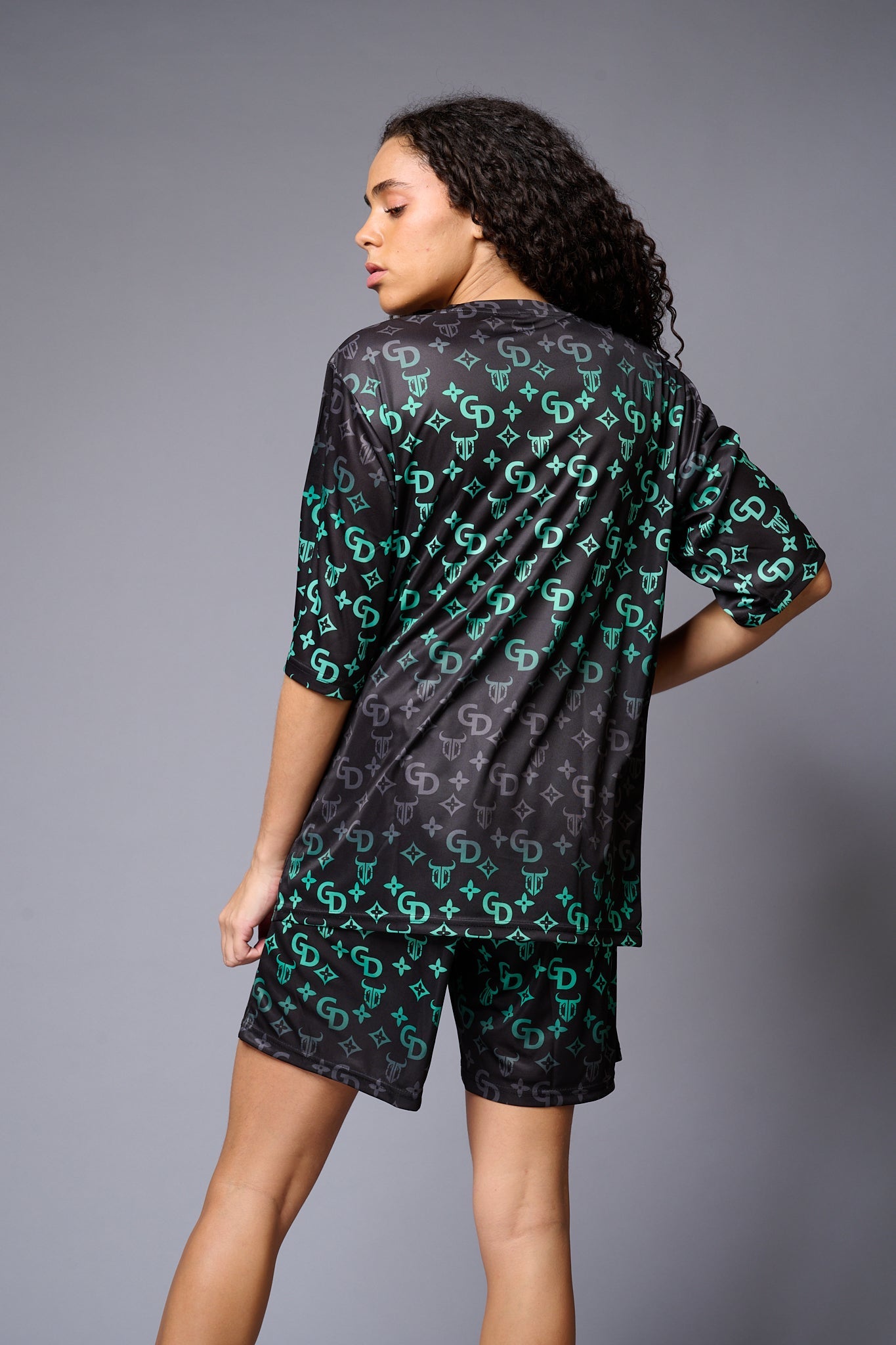 GD Printed Green Gradient Co-ord Set for Women - Go Devil