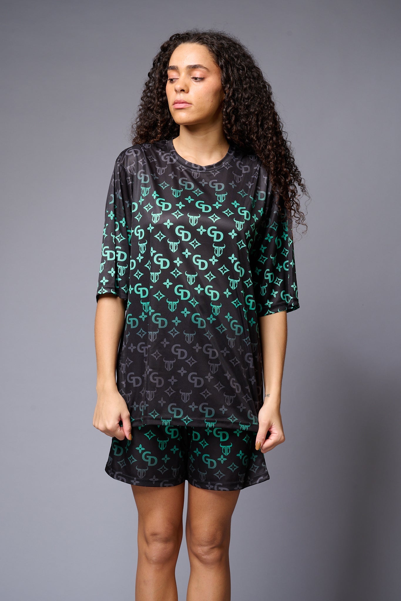 GD Printed Green Gradient Co-ord Set for Women - Go Devil