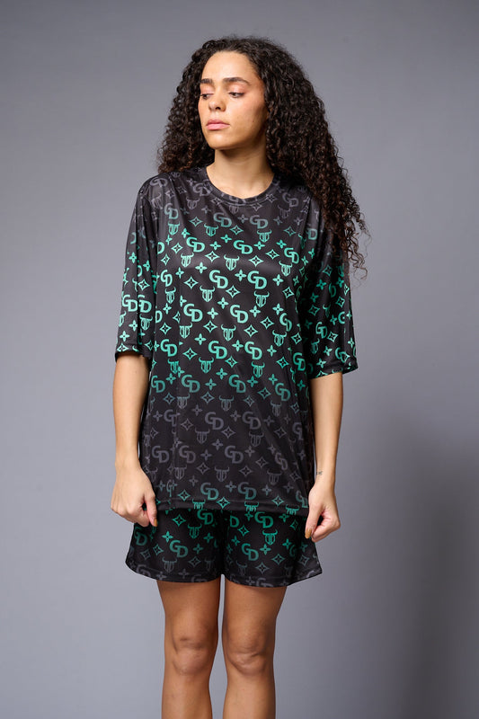 GD Printed Green Gradient Co-ord Set for Women - Go Devil