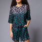 GD Printed (Green & Whtie) Black Co-ord Set for Women - Go Devil