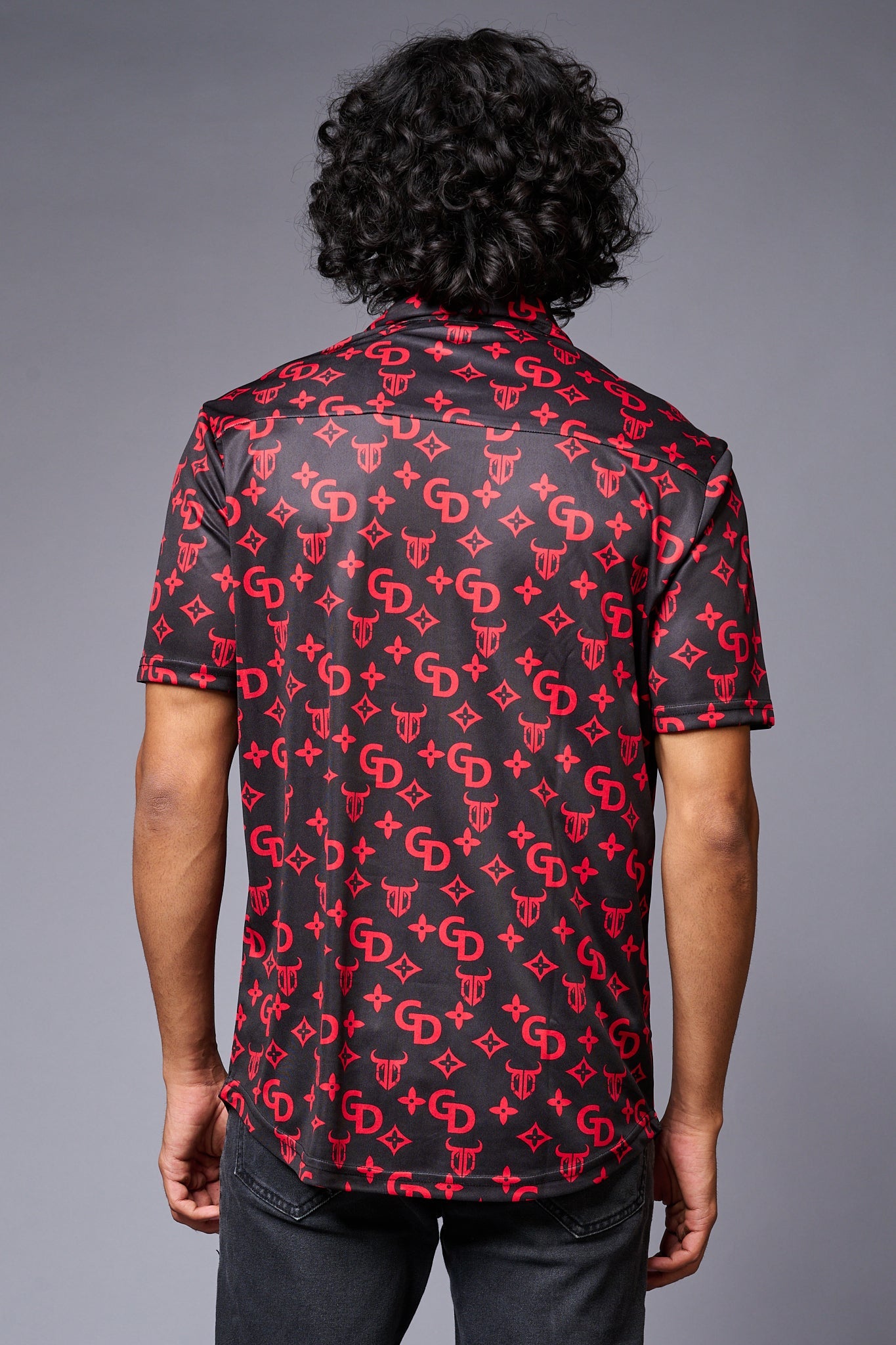 GD with Logo (in Red) Printed Black Shirt for Men - Go Devil