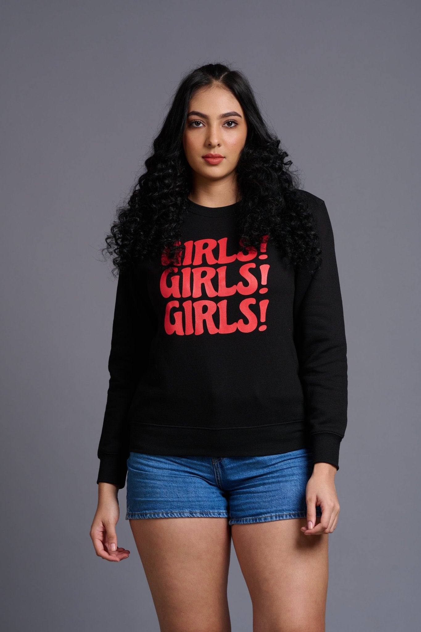 GIRLS! Printed Black Sweatshirt for Women - Go Devil