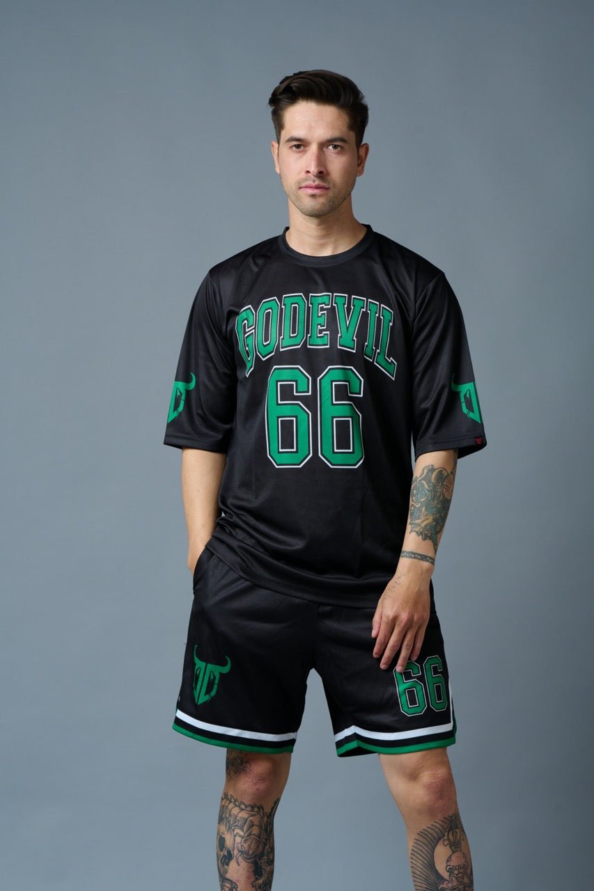 Go Devil 66 (in Green) Printed Black Polyester Co-ord Set for Men - Go Devil