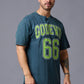 Go Devil 66 (in Green) Wash Print Teal Oversized T-Shirt for Men - Go Devil