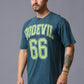 Go Devil 66 (in Green) Wash Print Teal Oversized T-Shirt for Men - Go Devil