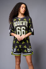 Go Devil 66 (in White) Printed Green & Black Co-ord Set for Women - Go Devil