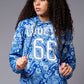 Go Devil 66 Paisely Design Printed Blue Hoodie for Women - Go Devil