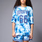 Go Devil 66 Printed Blue & White Tie Dye Co-ord Set for Women - Go Devil