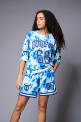 Go Devil 66 Printed Blue & White Tie Dye Co-ord Set for Women - Go Devil