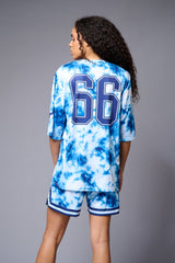 Go Devil 66 Printed Blue & White Tie Dye Co-ord Set for Women - Go Devil