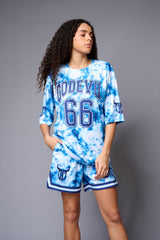Go Devil 66 Printed Blue & White Tie Dye Co-ord Set for Women - Go Devil