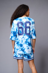 Go Devil 66 Printed Blue & White Tie Dye Co-ord Set for Women - Go Devil