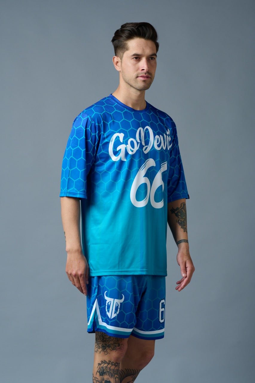 Go Devil 66 Printed Gradient Blue Printed Co-ord Set for Men - Go Devil