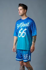 Go Devil 66 Printed Gradient Blue Printed Co-ord Set for Men - Go Devil