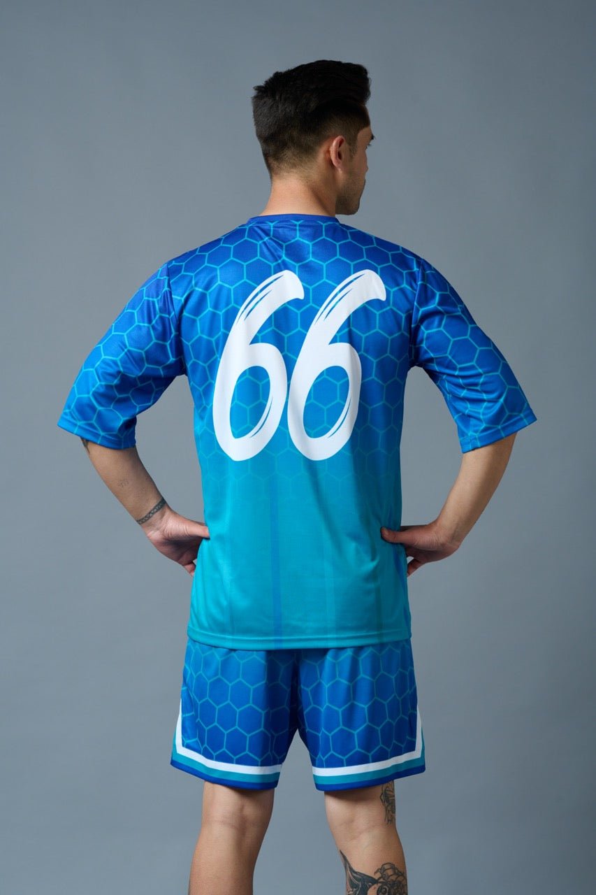 Go Devil 66 Printed Gradient Blue Printed Co-ord Set for Men - Go Devil