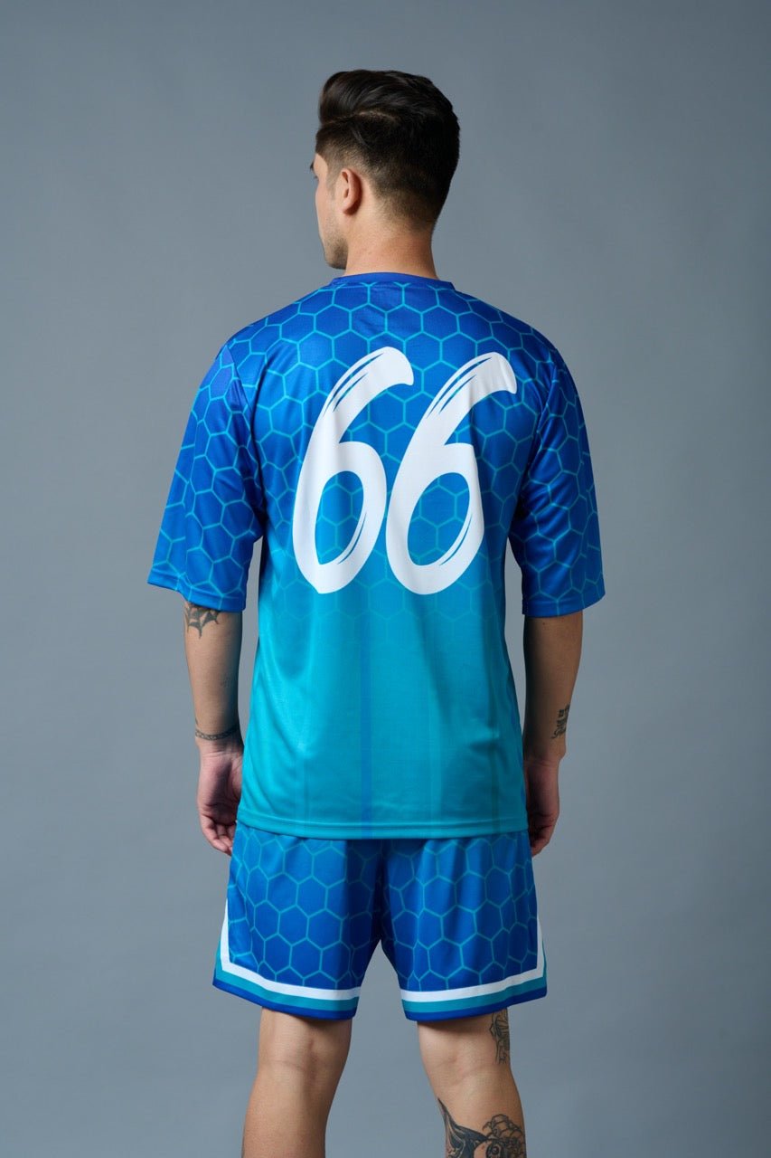 Go Devil 66 Printed Gradient Blue Printed Co-ord Set for Men - Go Devil