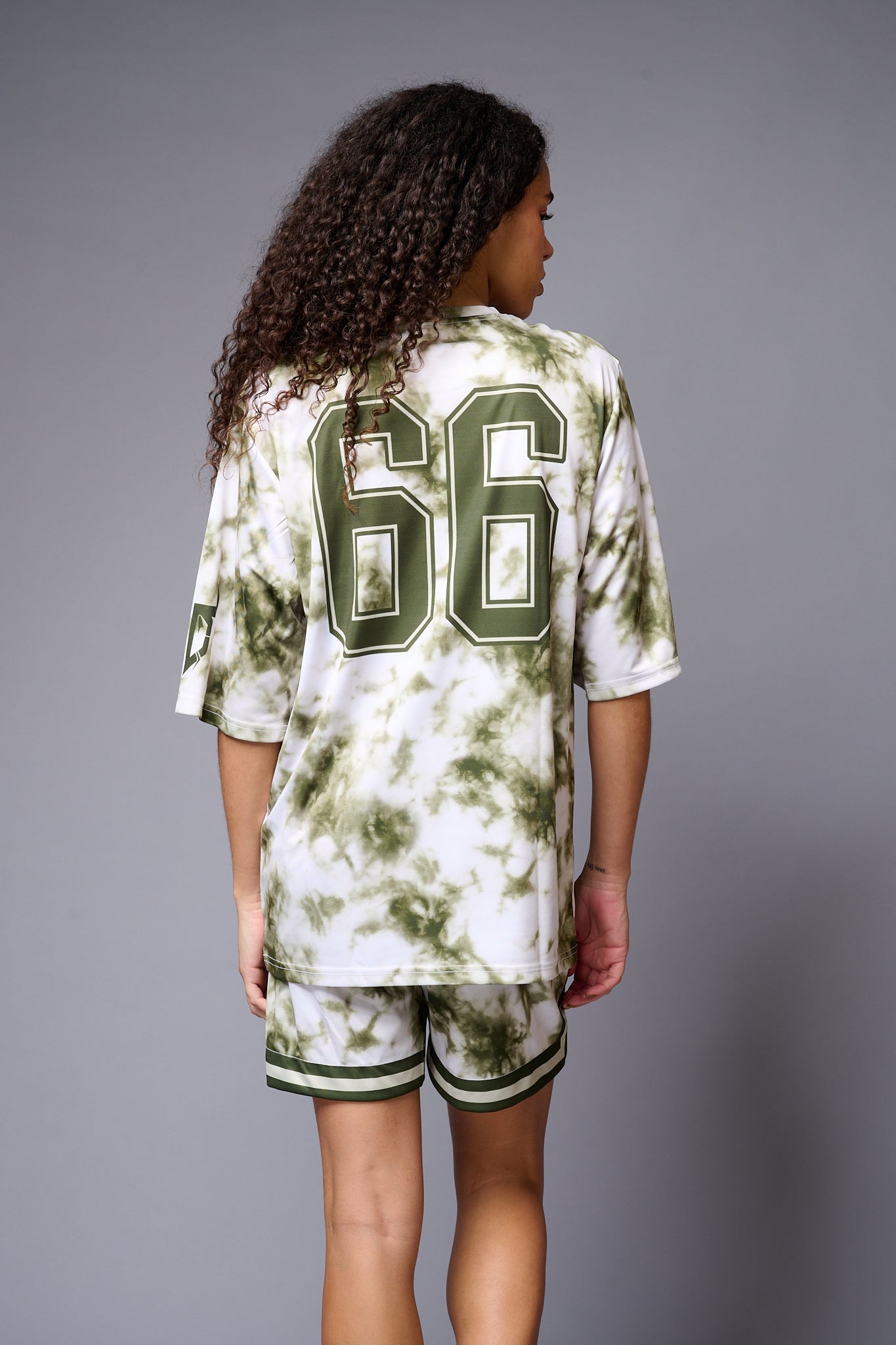 Go Devil 66 Printed Green & White Tie Dye Co-ord Set for Women - Go Devil