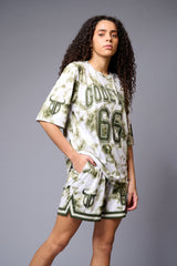 Go Devil 66 Printed Green & White Tie Dye Co-ord Set for Women - Go Devil