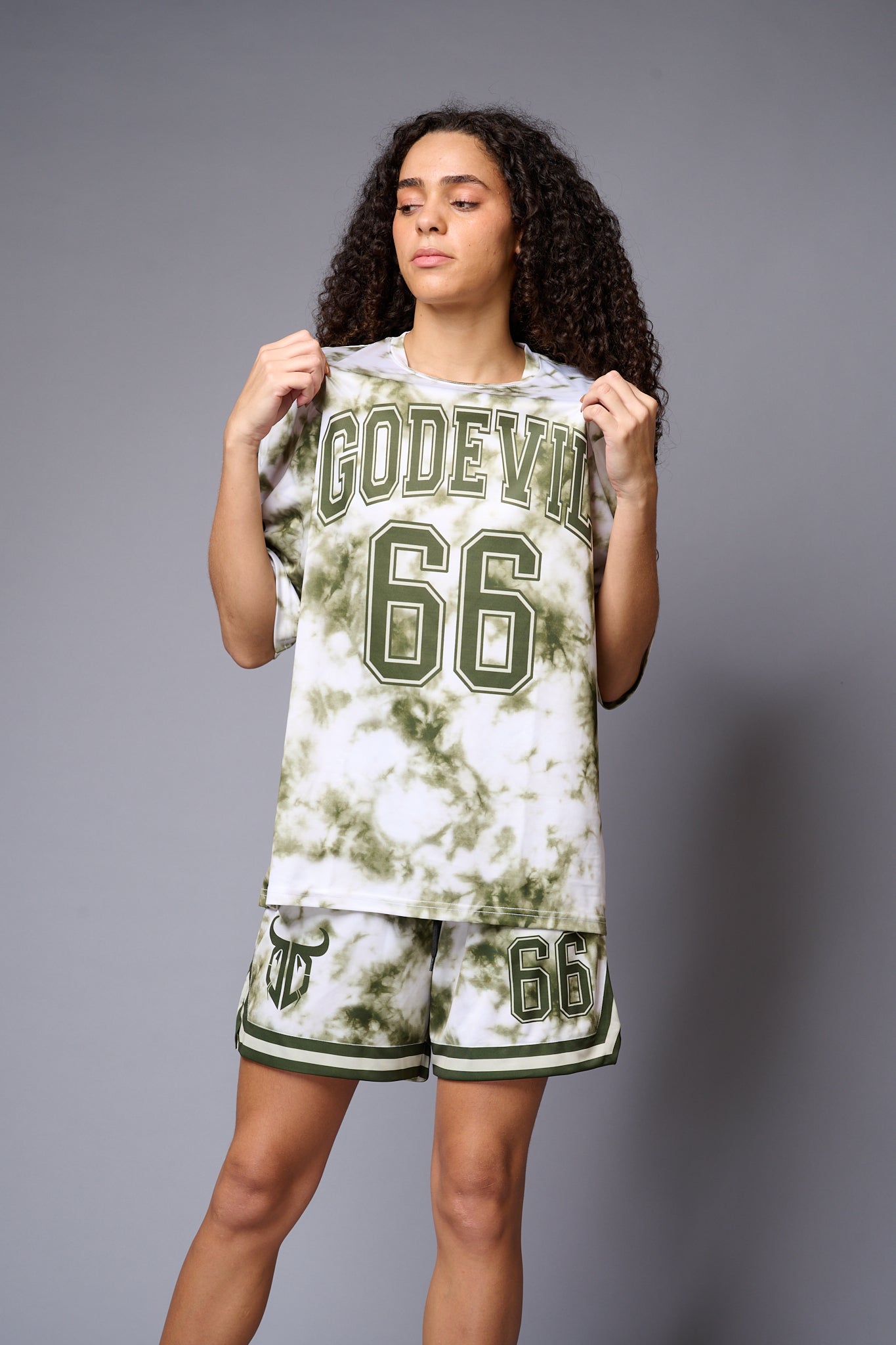 Go Devil 66 Printed Green & White Tie Dye Co-ord Set for Women - Go Devil