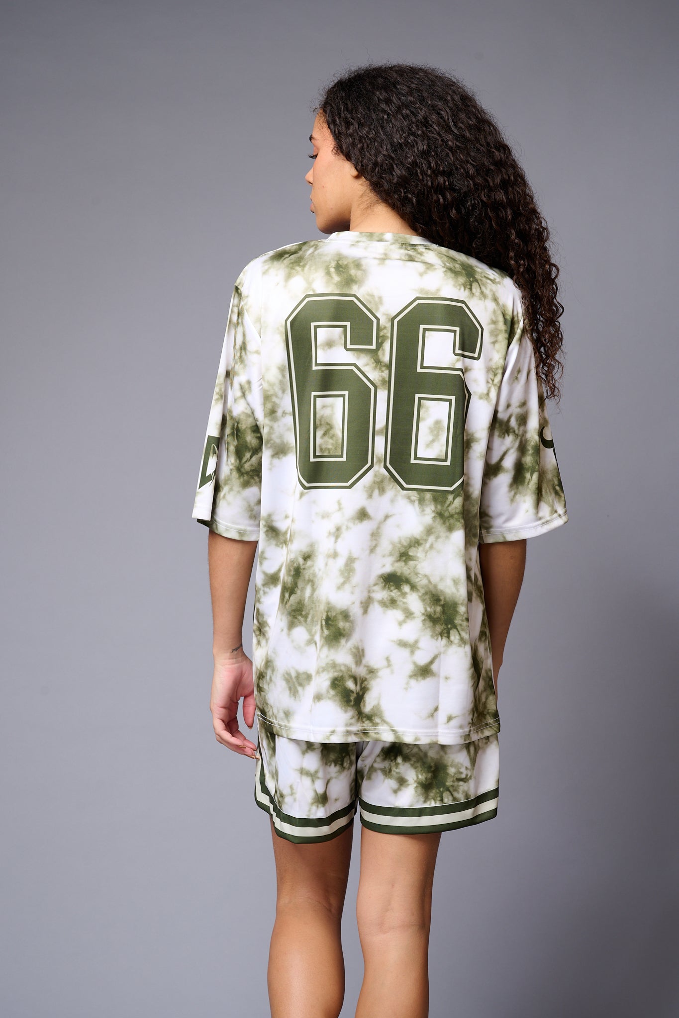 Go Devil 66 Printed Green & White Tie Dye Co-ord Set for Women - Go Devil