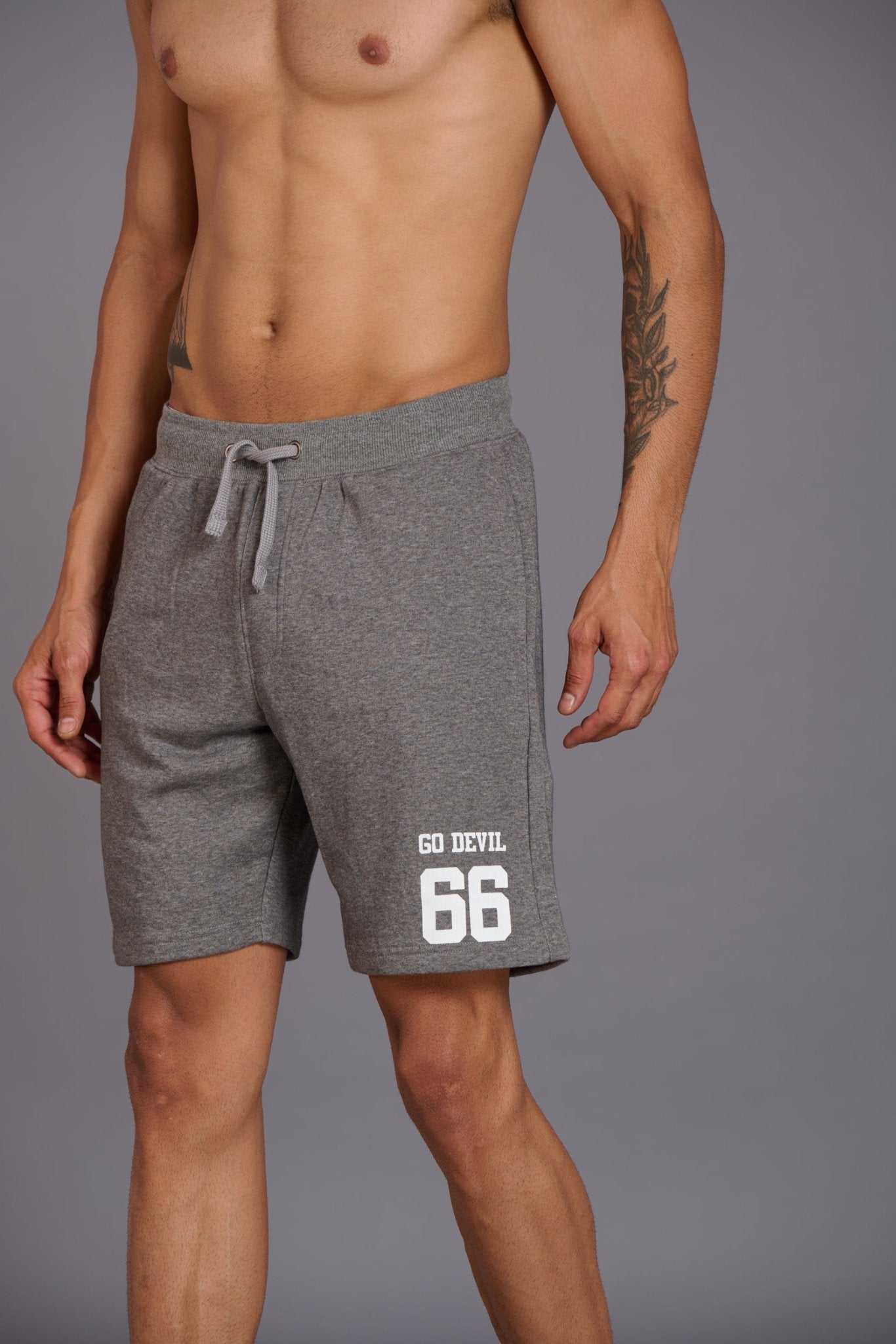 Go Devil 66 Printed Grey Shorts for Men - Go Devil