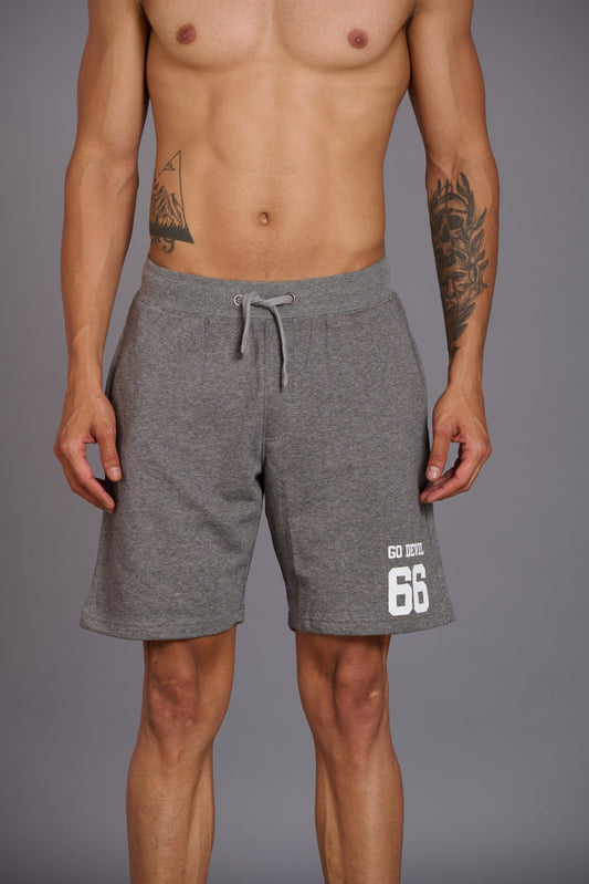 Go Devil 66 Printed Grey Shorts for Men - Go Devil
