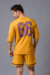 Go Devil 66 Printed Mustard Polyester Co-ord Set for Men - Go Devil
