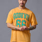 Go Devil 66 Printed Musturd Wash Print Oversized T-Shirt for Men - Go Devil