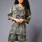 Go Devil 66 Printed Paisley Green & Black Co-ord Set for Women - Go Devil