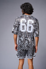 Go Devil 66 Printed Paisley White & Black Co-ord Set for Men - Go Devil