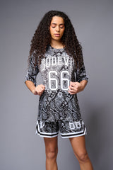 Go Devil 66 Printed Paisley White & Black Co-ord Set for Women - Go Devil