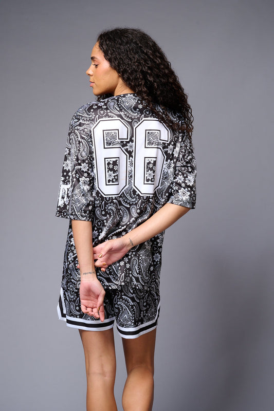 Go Devil 66 Printed Paisley White & Black Co-ord Set for Women - Go Devil