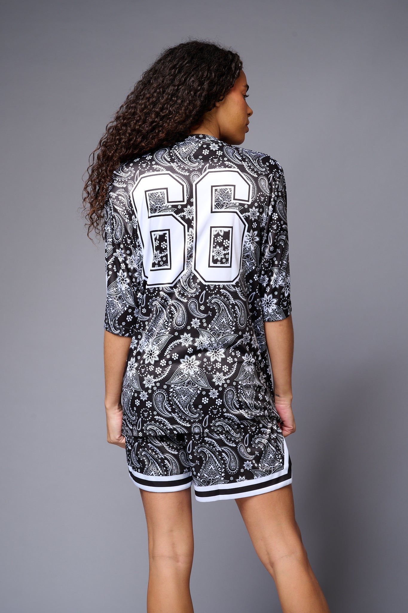 Go Devil 66 Printed Paisley White & Black Co-ord Set for Women - Go Devil