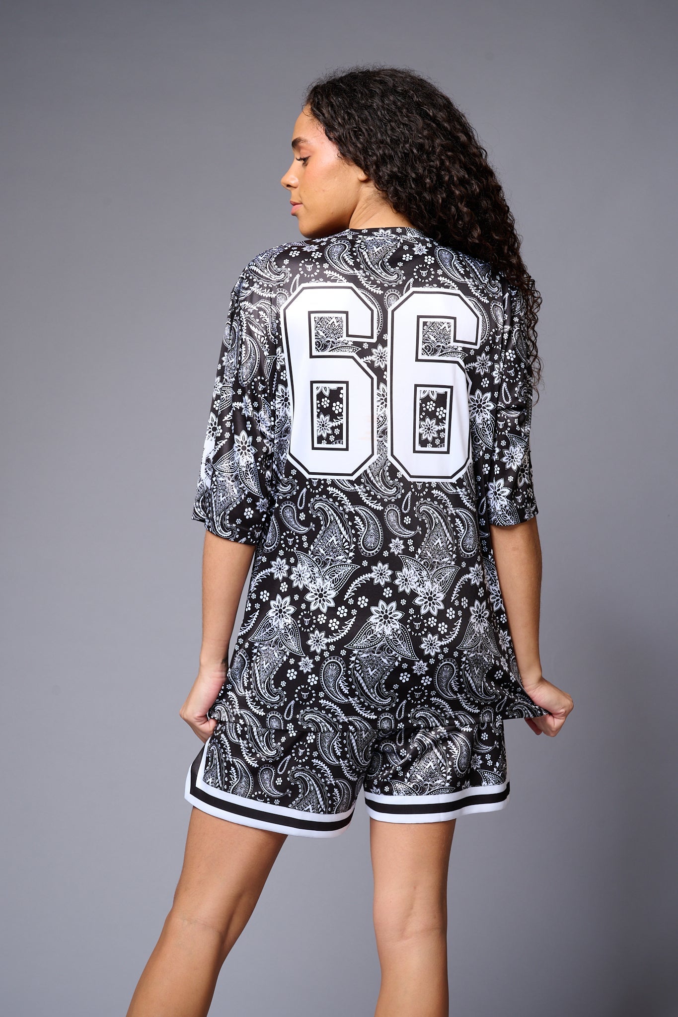 Go Devil 66 Printed Paisley White & Black Co-ord Set for Women - Go Devil
