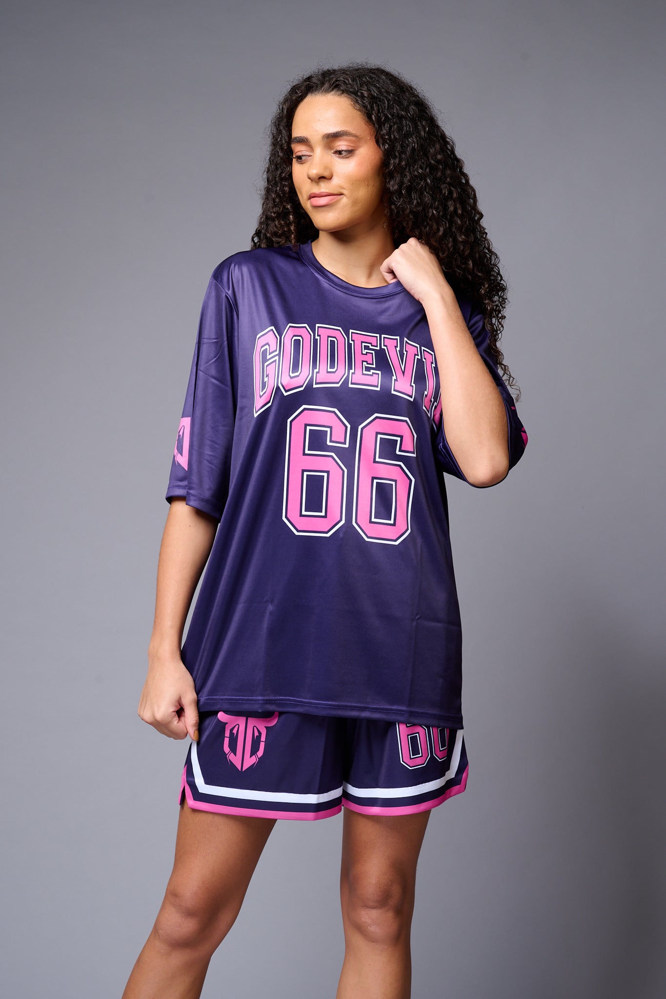 Go Devil 66 Printed Pink & Blue Co-ord Set for Women - Go Devil