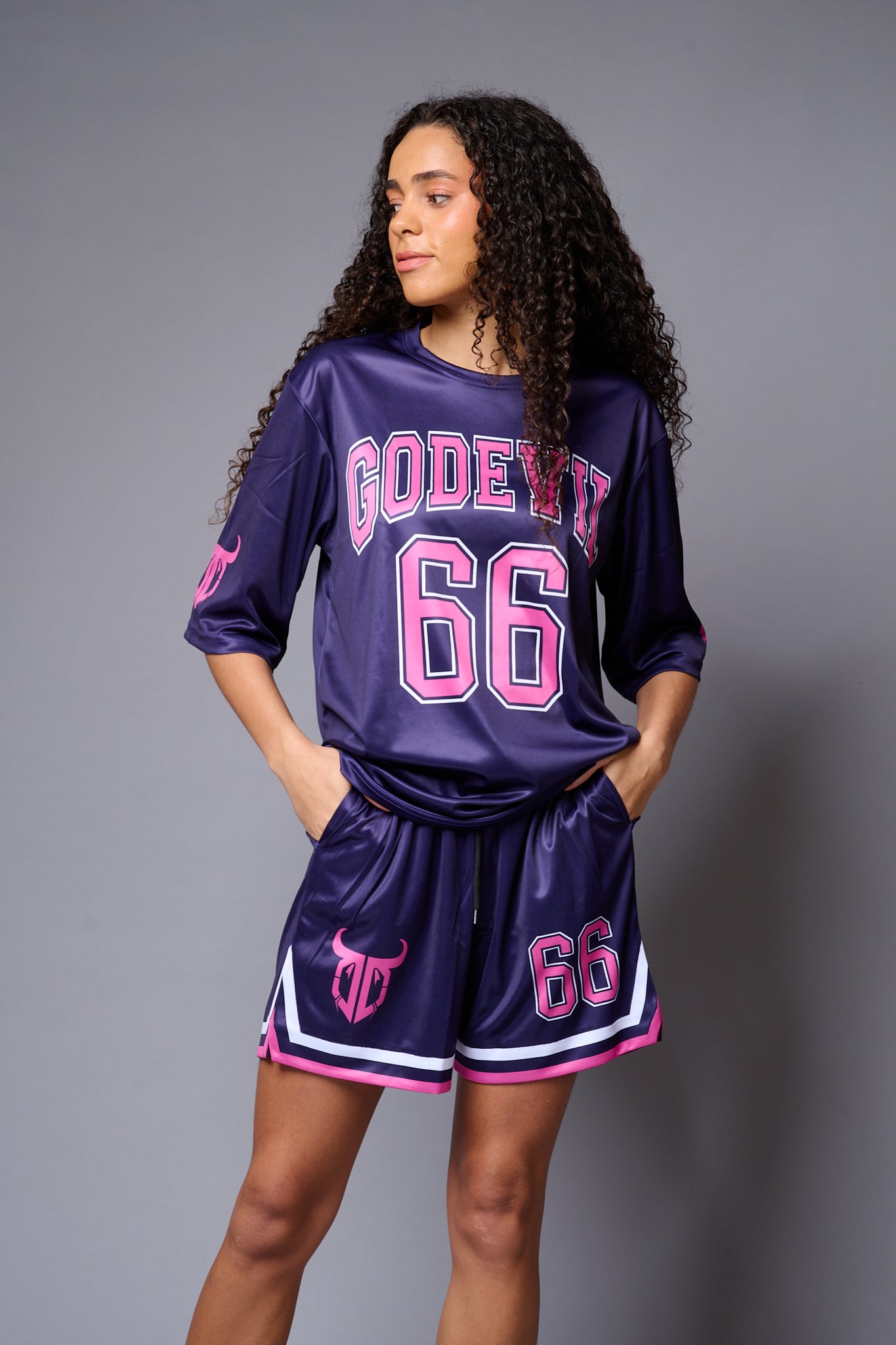 Go Devil 66 Printed Pink & Blue Co-ord Set for Women - Go Devil