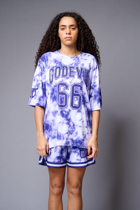 Go Devil 66 Printed Purple & White Tie Dye Co-ord Set for Women - Go Devil 1365