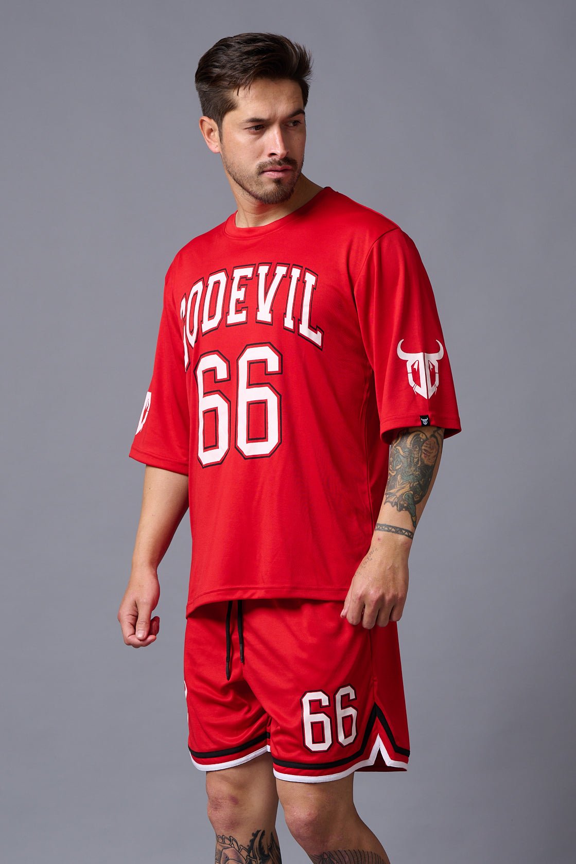 Go Devil 66 Printed Red Polyester Co-ord Set for Men - Go Devil