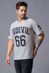 Go Devil 66 Printed V Neck Oversized T-Shirt for Men - Go Devil