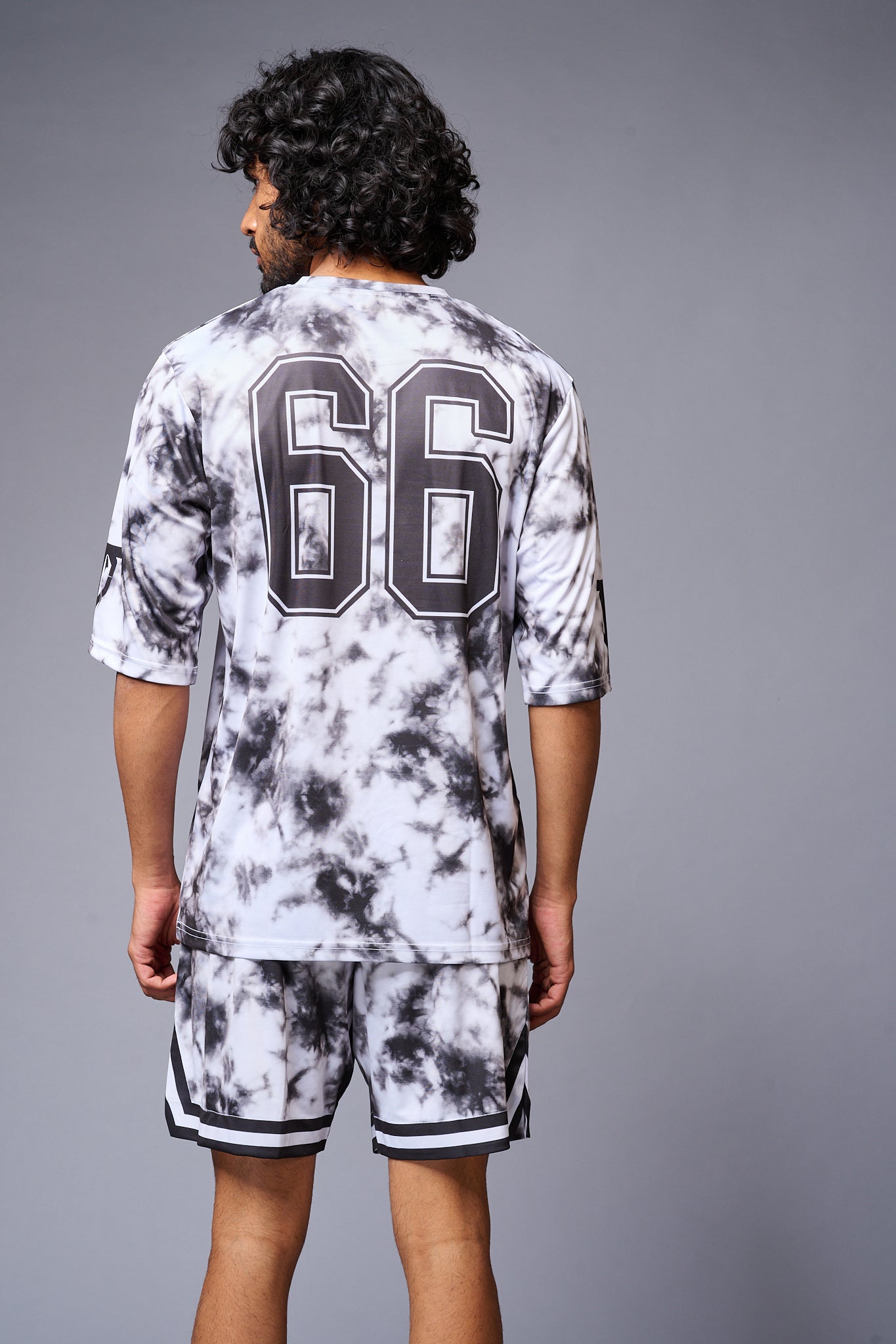 Go Devil 66 Printed White & Black Tie Dye Co-ord Set for Men - Go Devil