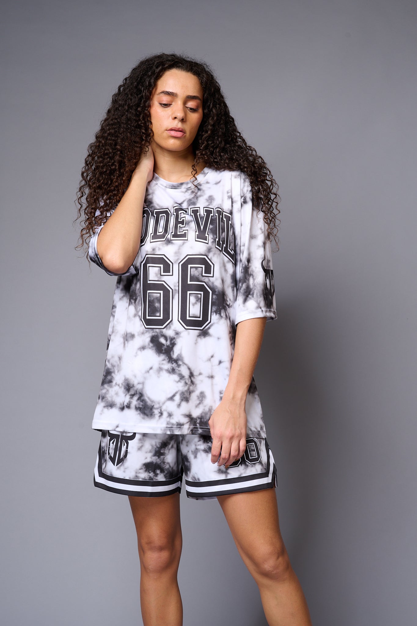Go Devil 66 Printed White & Black Tie Dye Co-ord Set for Women - Go Devil