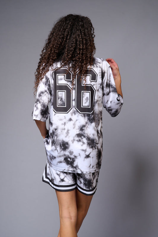 Go Devil 66 Printed White & Black Tie Dye Co-ord Set for Women - Go Devil