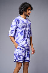 Go Devil 66 Printed White & Blue Tie Dye Co-ord Set for Men - Go Devil