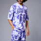 Go Devil 66 Printed White & Blue Tie Dye Co-ord Set for Men - Go Devil