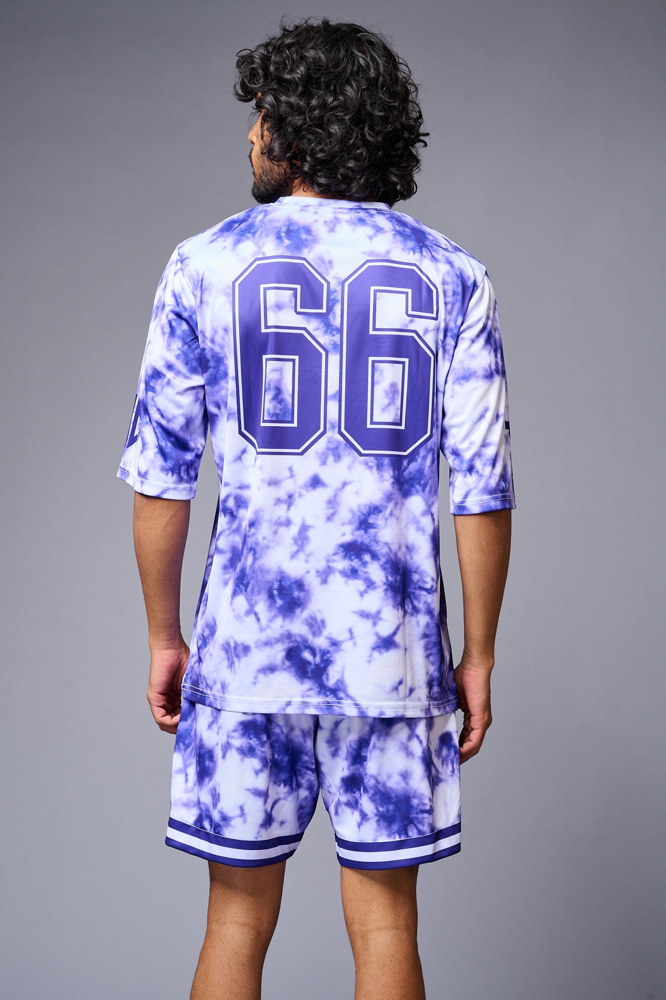 Go Devil 66 Printed White & Blue Tie Dye Co-ord Set for Men - Go Devil