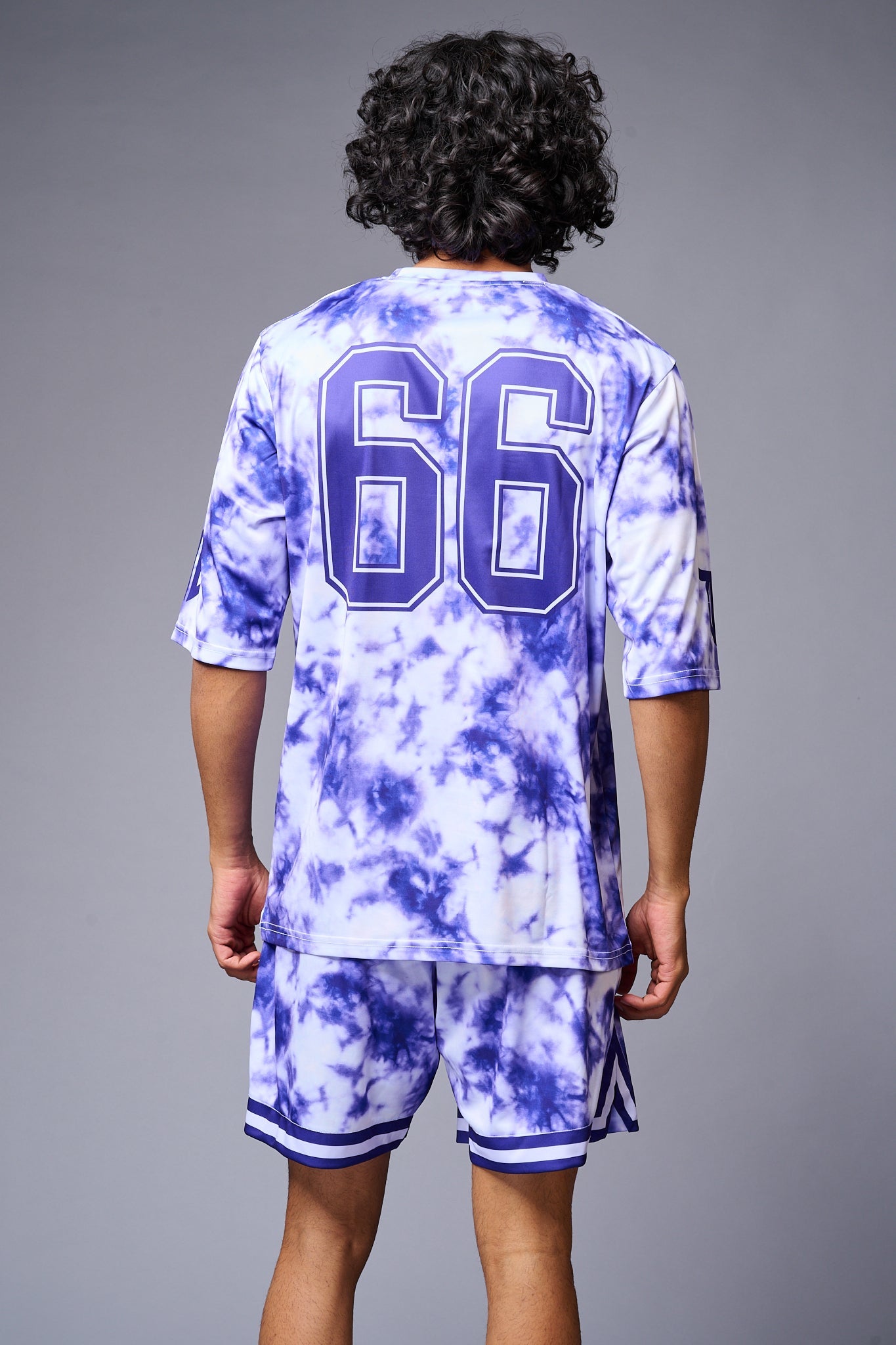 Go Devil 66 Printed White & Blue Tie Dye Co-ord Set for Men - Go Devil