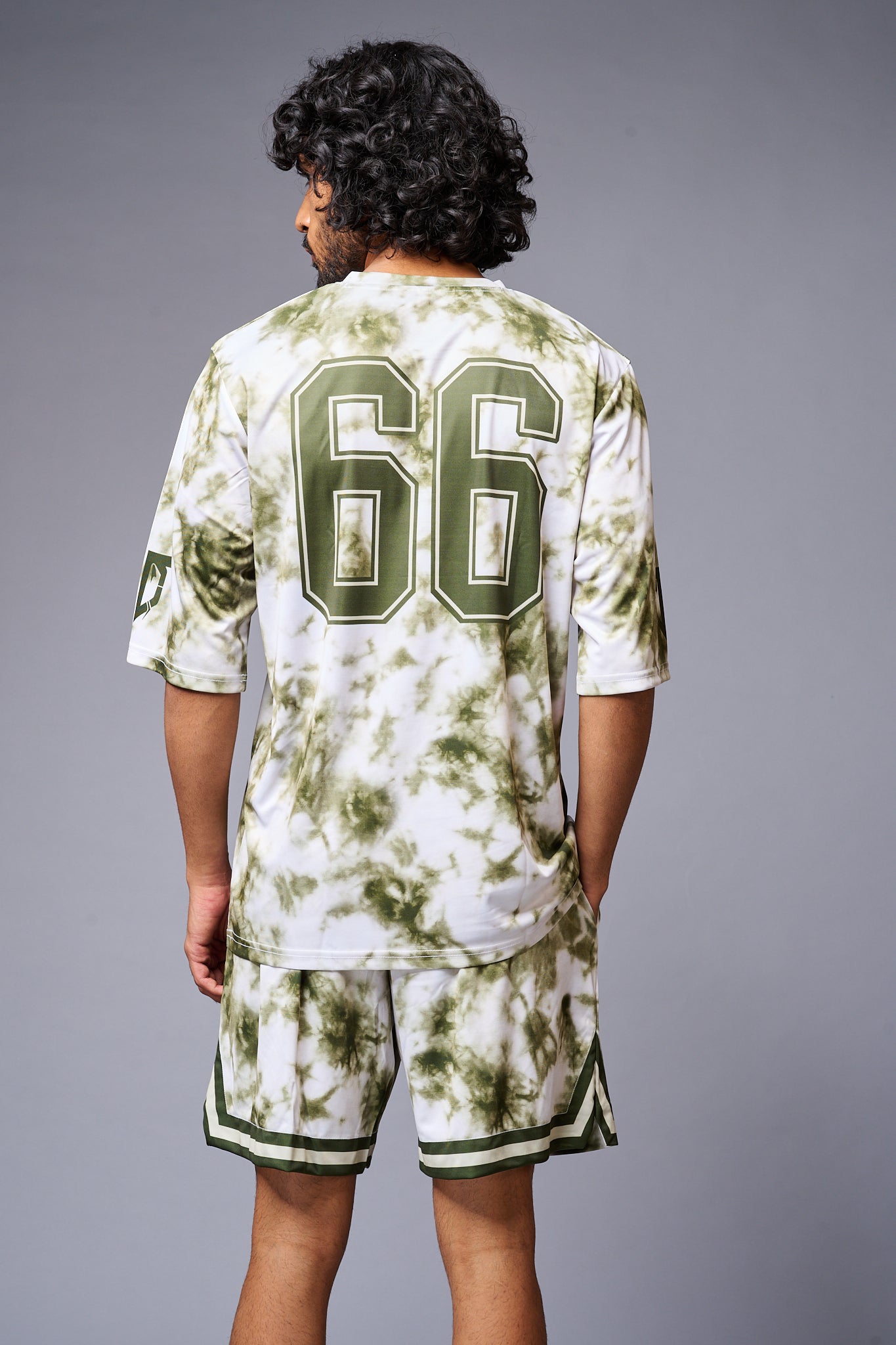 Go Devil 66 Printed White & GreenTie Dye Co-ord Set for Men - Go Devil