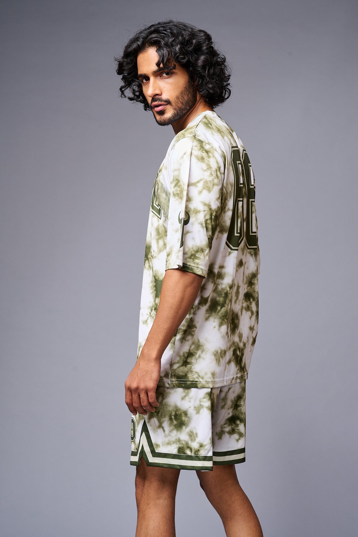 Go Devil 66 Printed White & GreenTie Dye Co-ord Set for Men - Go Devil